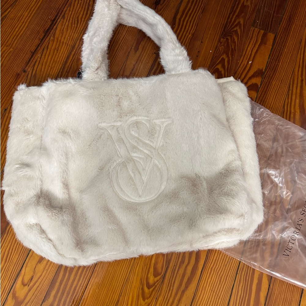 Victoria's Secret Cream Sherpa Tote Bag NWT